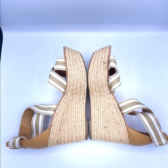 Tommy Hilfiger Theia Gold/White Chunky Straw Espadrille Wedge Sandals NWT Size10 - Picture 4 of 14